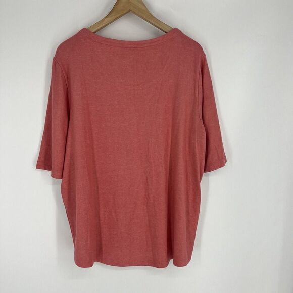 Chicos T Shirt Size 3 Womens XL Pink Cozy Knit Tee Scoop Neck Top Knit Elbow - Picture 5 of 8